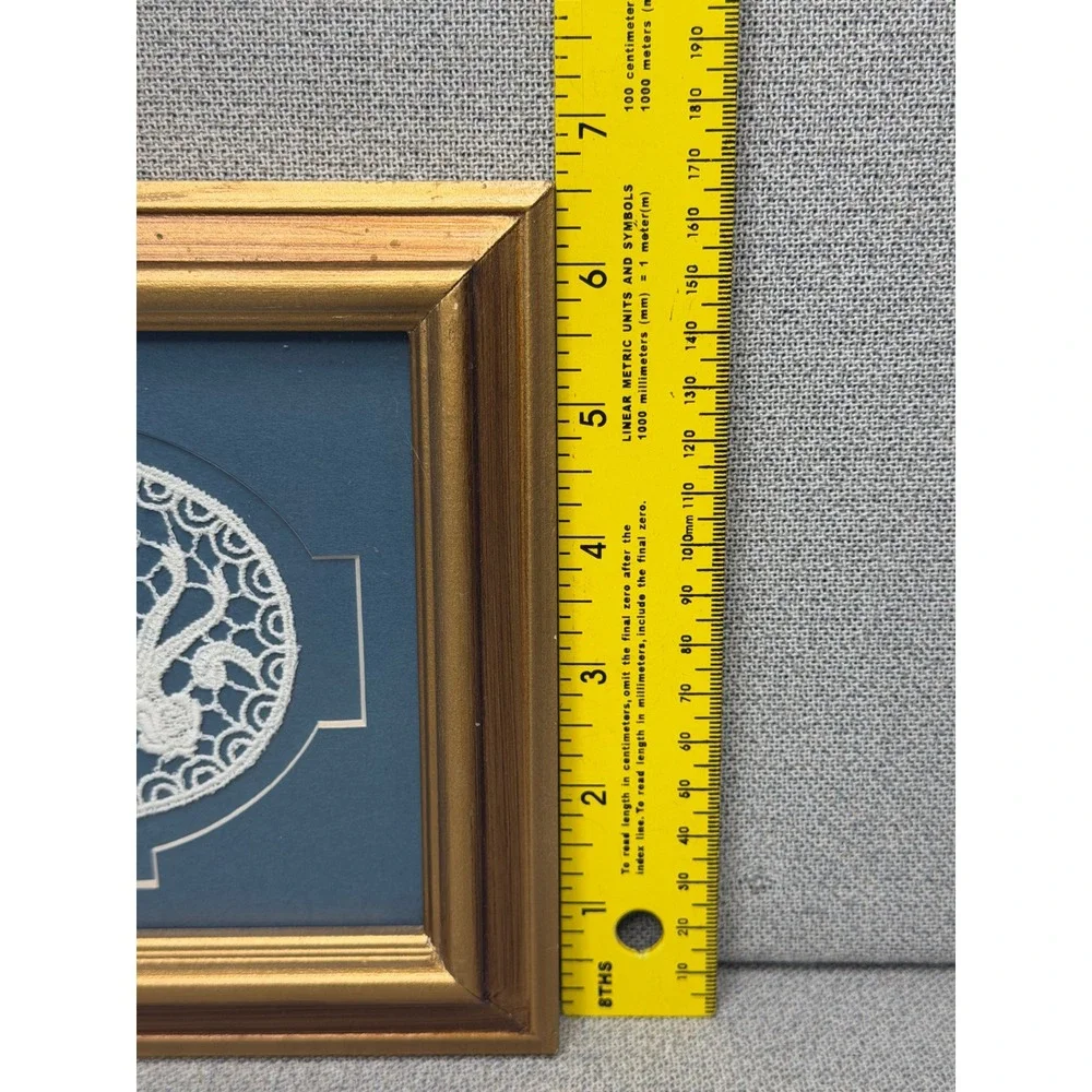 Vintage Framed Lace Art Pair Victorian Lady Ballerina Dancer Gold Frame Blue Set